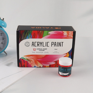 China products 12colors 50ml art supplies acrylic paints set