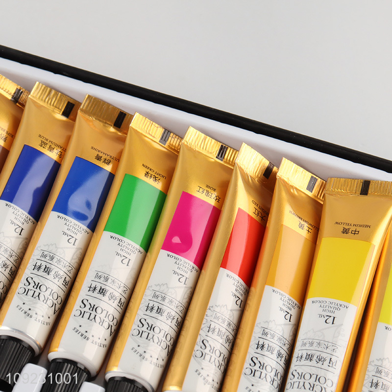 Popular products non-toxic 12colors 12ml acrylic paints for art supplies