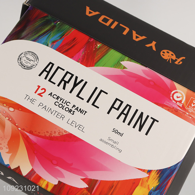 China products 12colors 50ml art supplies acrylic paints set