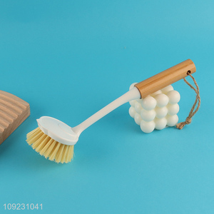 Hot selling home kitchen pot brush dish brush with bamboo handle