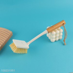 Top selling rectangle pot brush dish brush with long bamboo handle