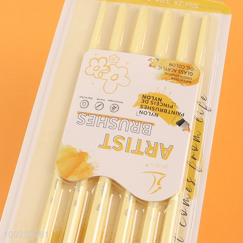 Factory Price 6PCS Plastic Handle Paintbrush Acrylic Paint Brush Set