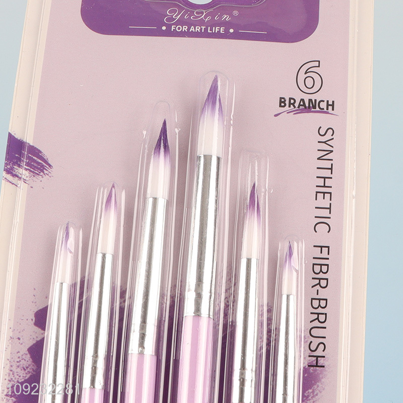 Factory Supply 6PCS Nylon Bristle Paintbrushes Artist Paint Brushes Set