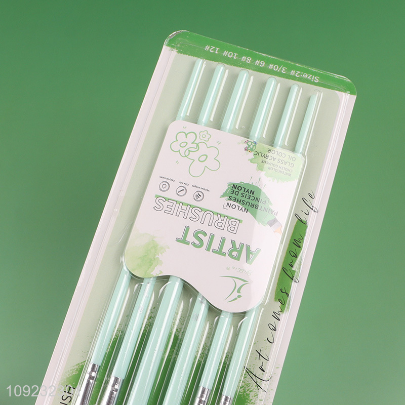 Good Quality 6PCS Plastic Handle Paintbrush Acrylic Paint Brush Set