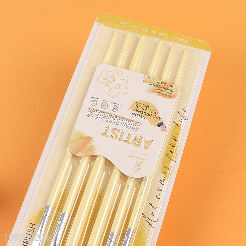 Online Wholesale 6PCS Nylon Bristle Art Paint Brushes for Kids Beginners
