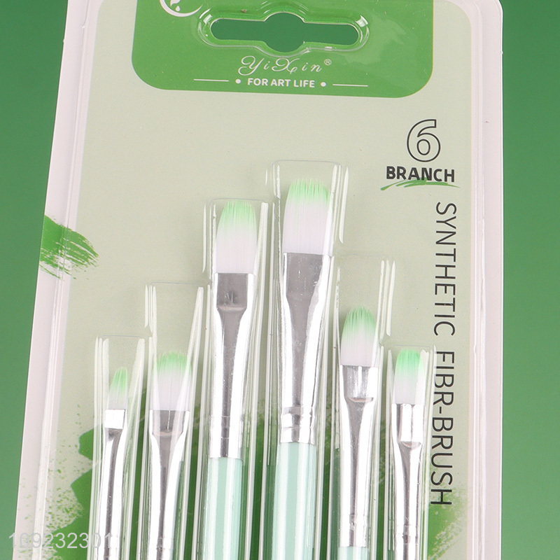 Good Quality 6PCS Plastic Handle Paintbrush Acrylic Paint Brush Set