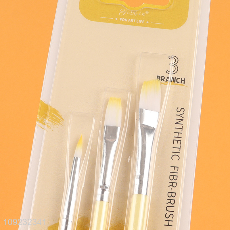 New Product 3PCS Plastic Handle Paintbrush Acrylic Paint Brush Set