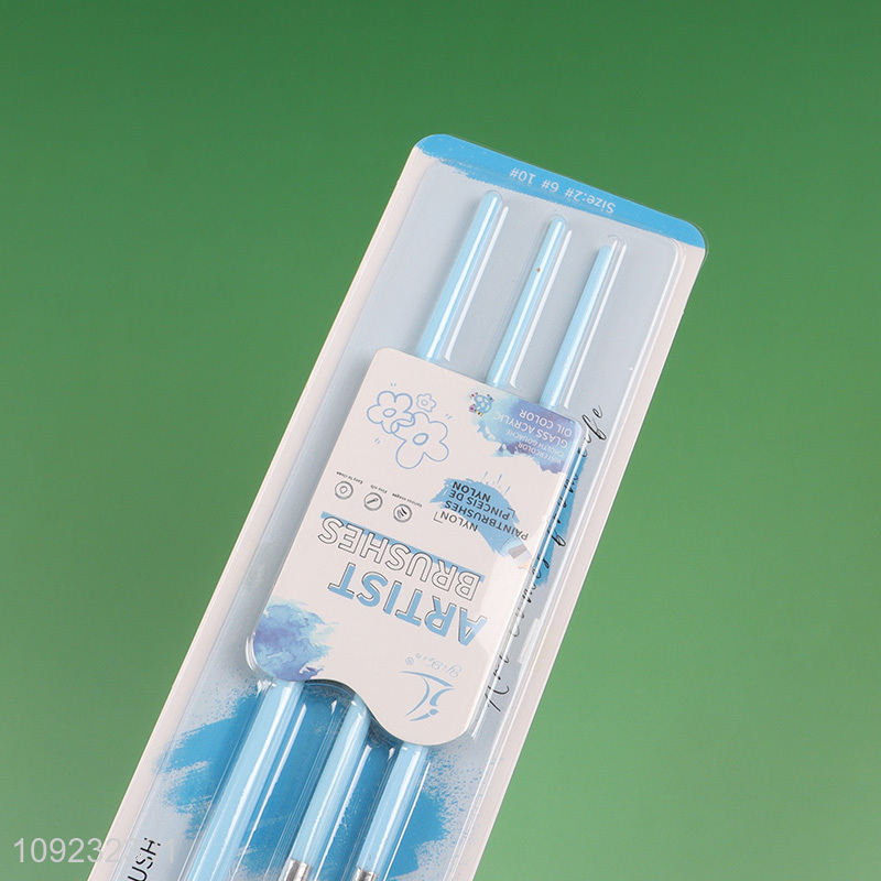 High Quality 3PCS Nylon Bristle Art Paint Brushes for Kids Beginners