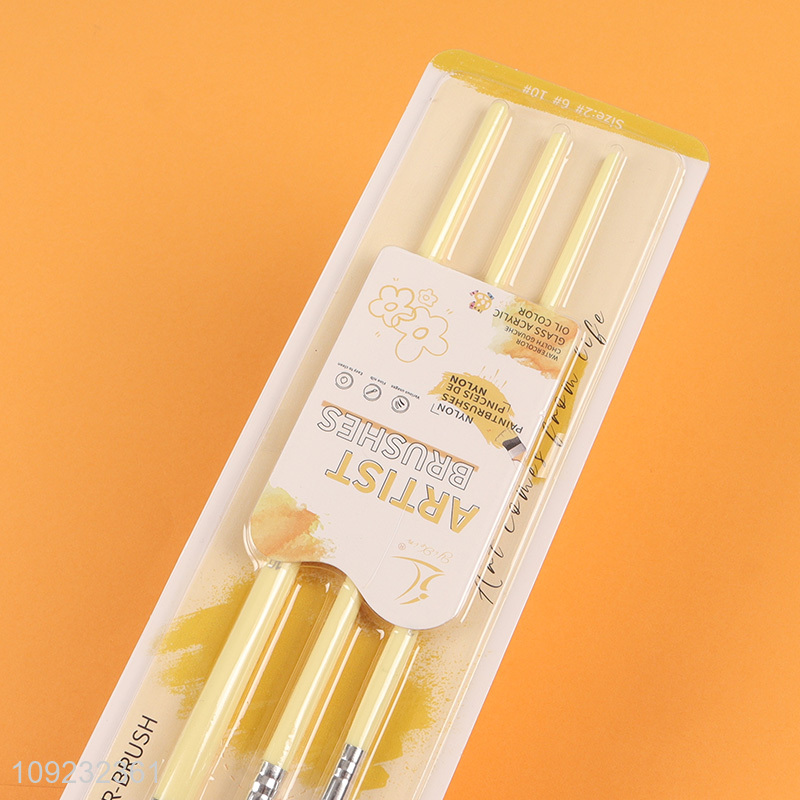 China Imports 3PCS Nylon Bristle Paintbrushes Artist Paint Brushes Set