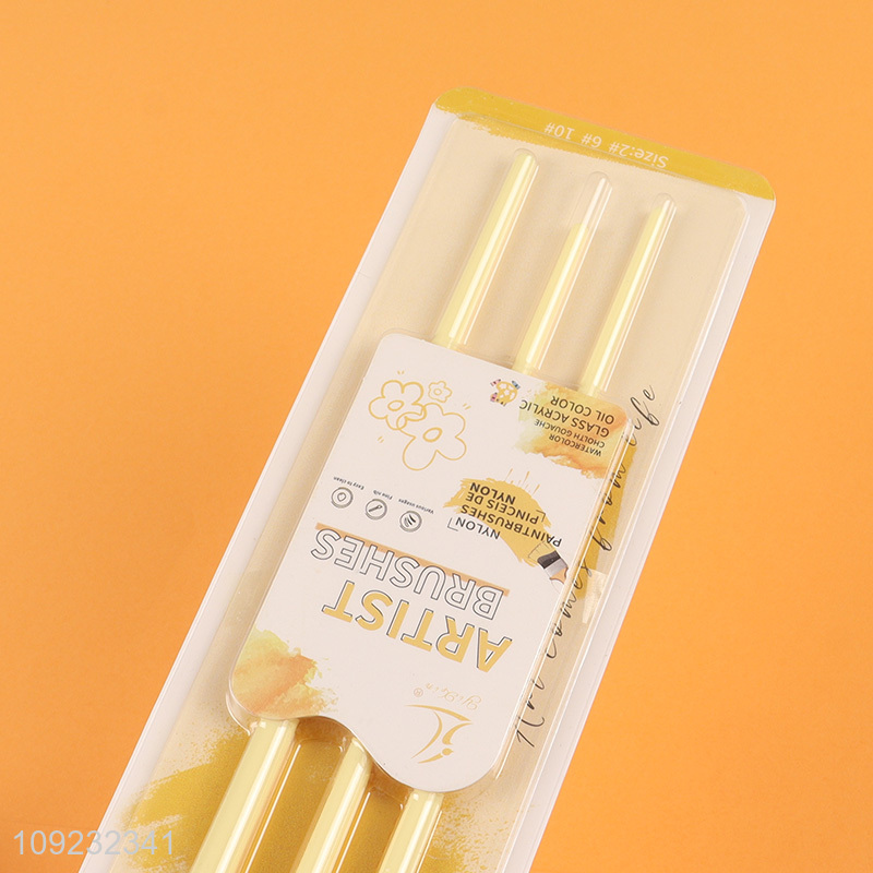 New Product 3PCS Plastic Handle Paintbrush Acrylic Paint Brush Set