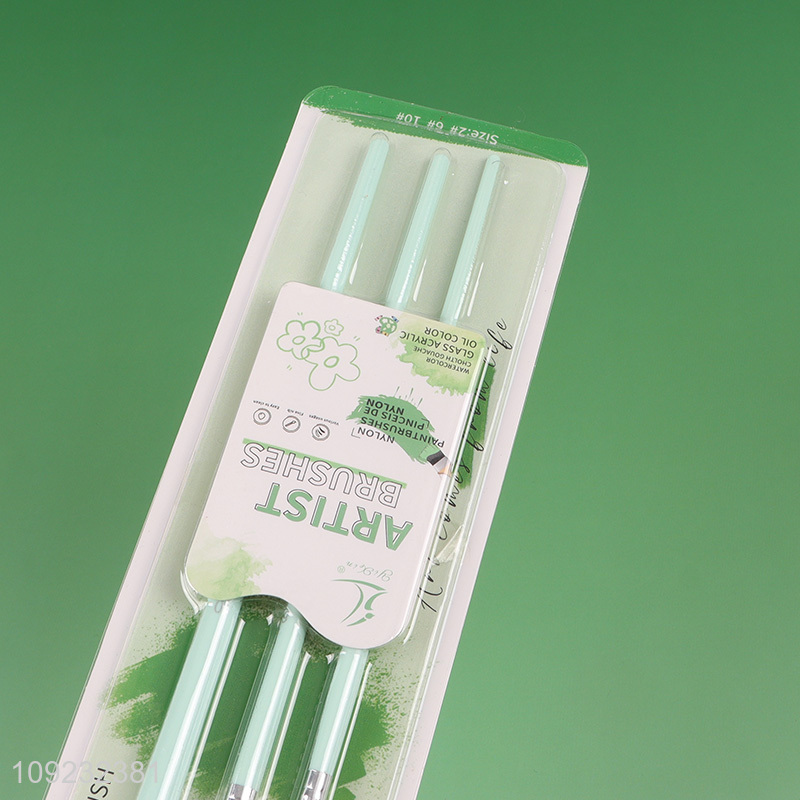 Online Wholesale 3PCS Plastic Handle Paintbrush Acrylic Paint Brush Set