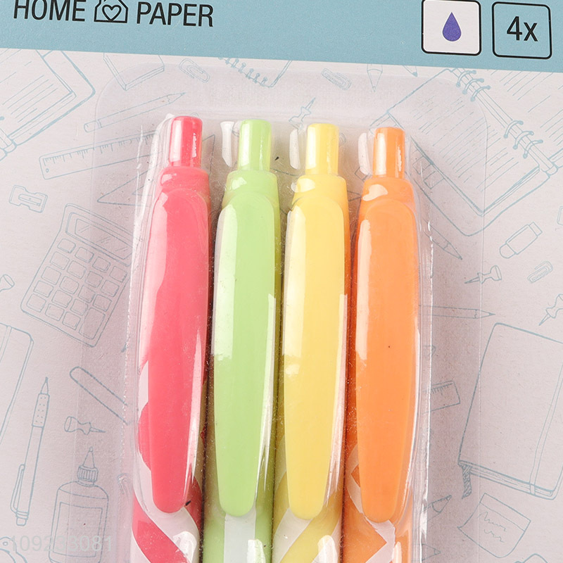 New Arrival 4 Packs Retractable Ballpoint Pens Set Office School Supplies