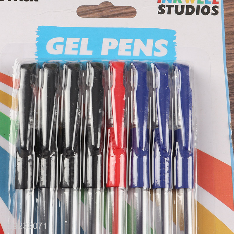 Good Quality 8 Packs Student Gel Ink Pens with Black/Red/Blue Ink