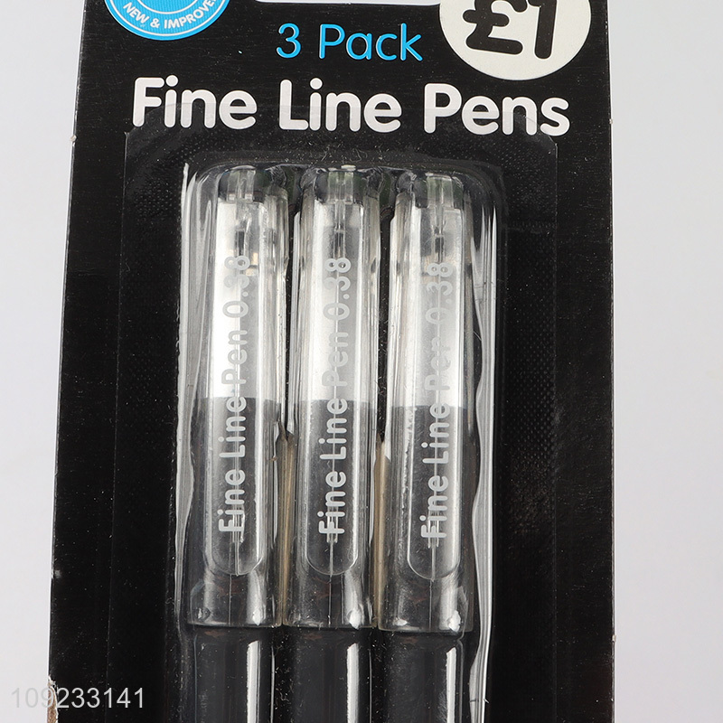 Factory Supply 3 Packs Black Gel Ink Pens for Office School Students