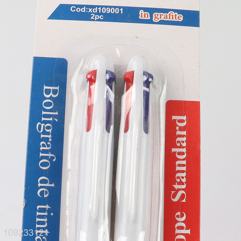 Wholesale 2 Packs 4-In-1 Retractable Ballpoint Pens Multicolor Ballpoint Pens
