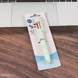 Wholesale 6-In-1 Retractable Ballpoint Pen Multicolor Pen for Office School Kids