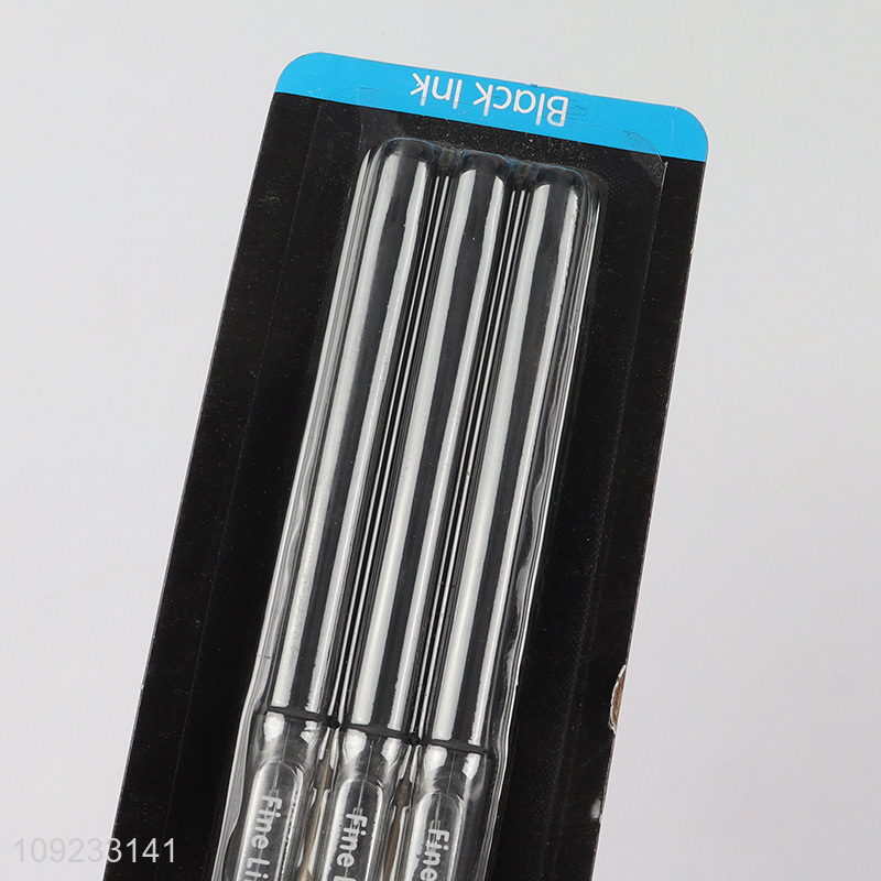 Factory Supply 3 Packs Black Gel Ink Pens for Office School Students