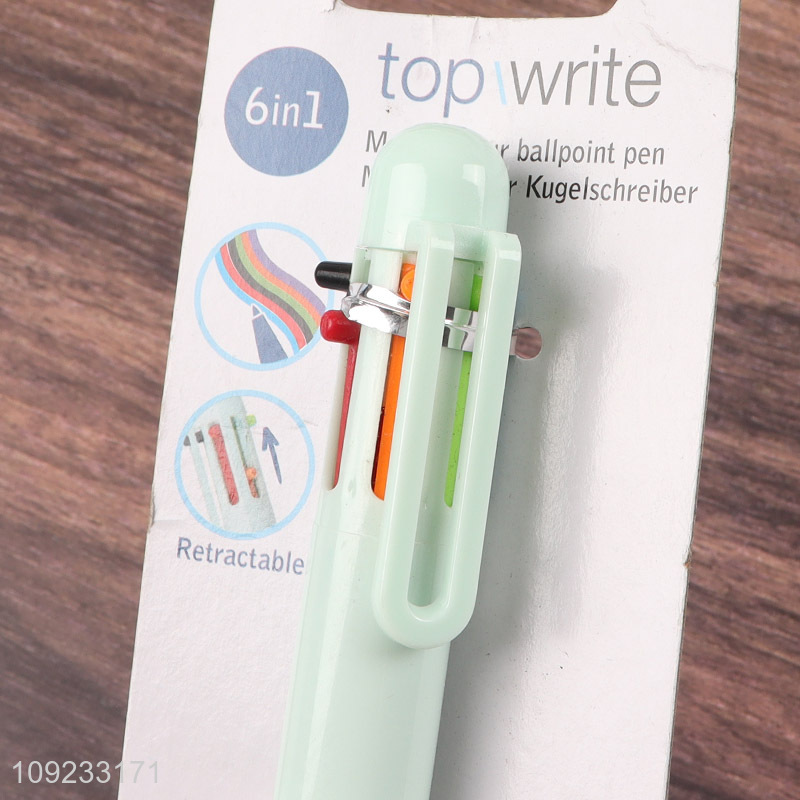 Wholesale 6-In-1 Retractable Ballpoint Pen Multicolor Pen for Office School Kids
