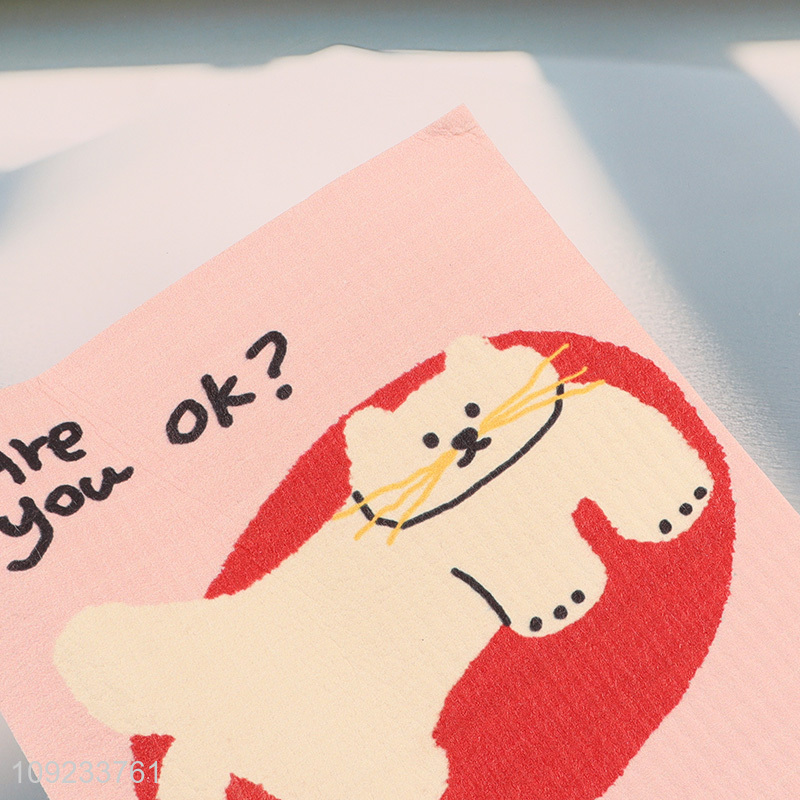 New Product Cartoon Super Absorbent Compressed Cellulose Sponge Dishcloth