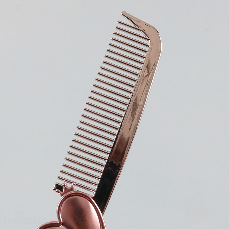 New Arrival Foldable Heart Comb Portable Plastic Hair Brush for Women