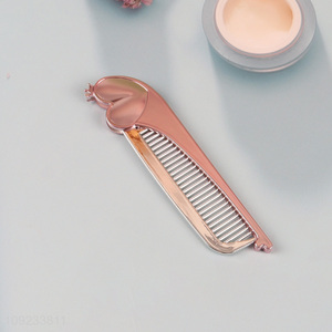New Arrival Foldable Heart Comb Portable Plastic Hair Brush for Women