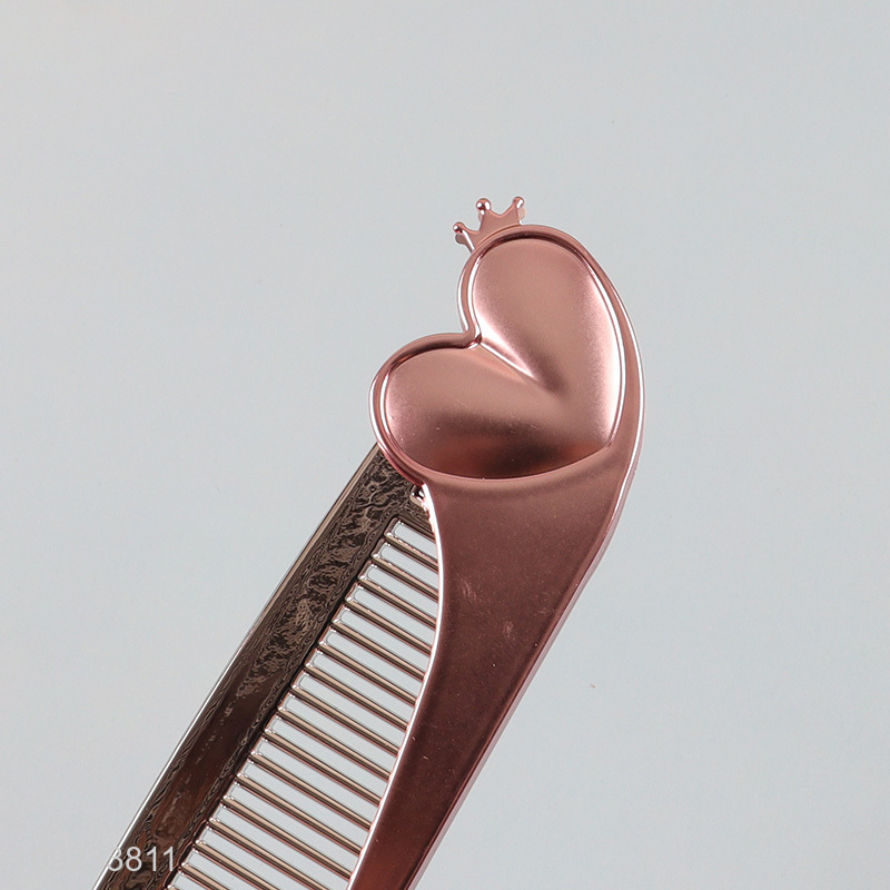 New Arrival Foldable Heart Comb Portable Plastic Hair Brush for Women