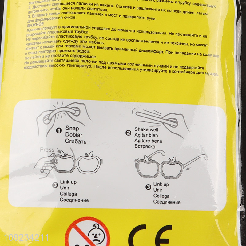 New Product Glow in The Dark Glasses Apple Shaped Glow Eyeglasses