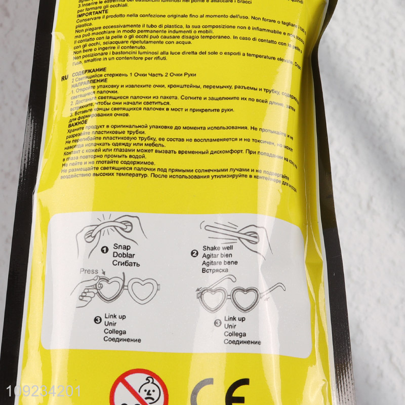 Online Wholesale Glow in The Dark Glasses Heart Shaped Glow Glasses