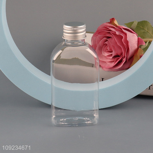 Hot selling clear plastic 120ml olive oil pure dew flat bottle wholesale