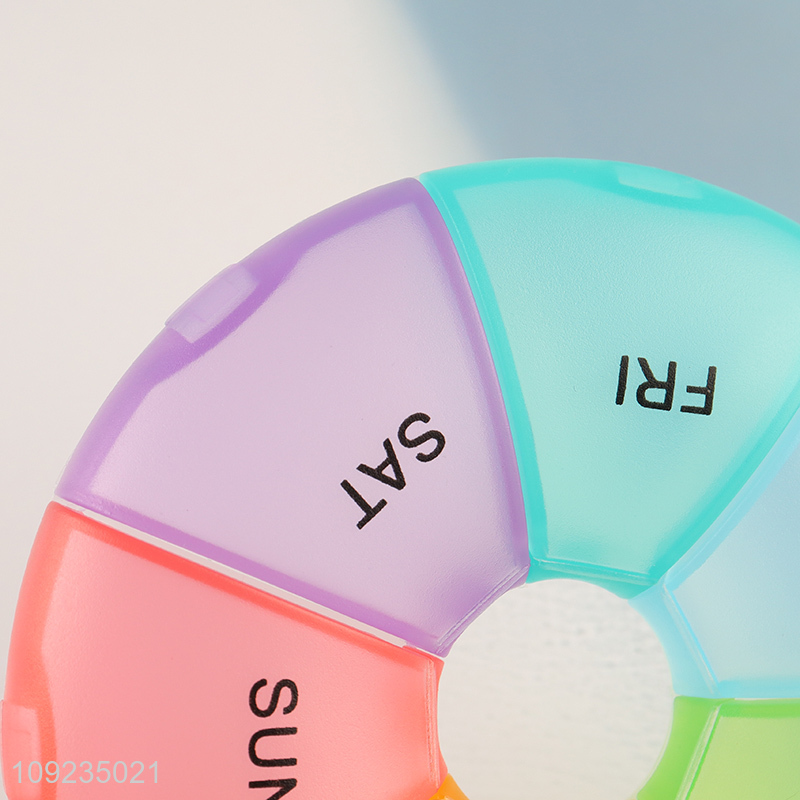 China supplier multicolor portable weekly medicine storage box pill box
