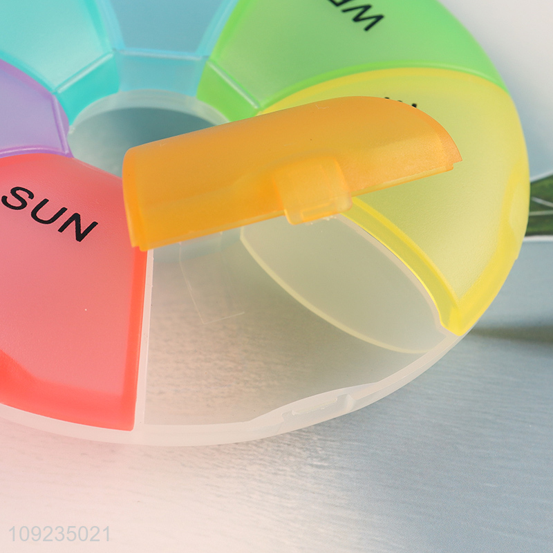 China supplier multicolor portable weekly medicine storage box pill box