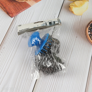 Good Quality 2PCS Stainless Steel Wool Scrubbers with Plastic Handle