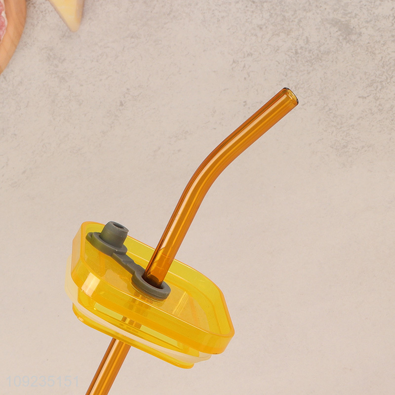 High Quality High Borosilicate Glass Drinking Cup with Lid & Straw