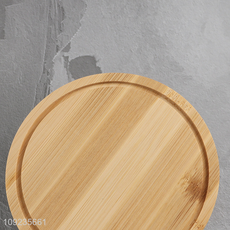 Good Quality Round Bamboo Cheese Cake Serving Tray with Cover