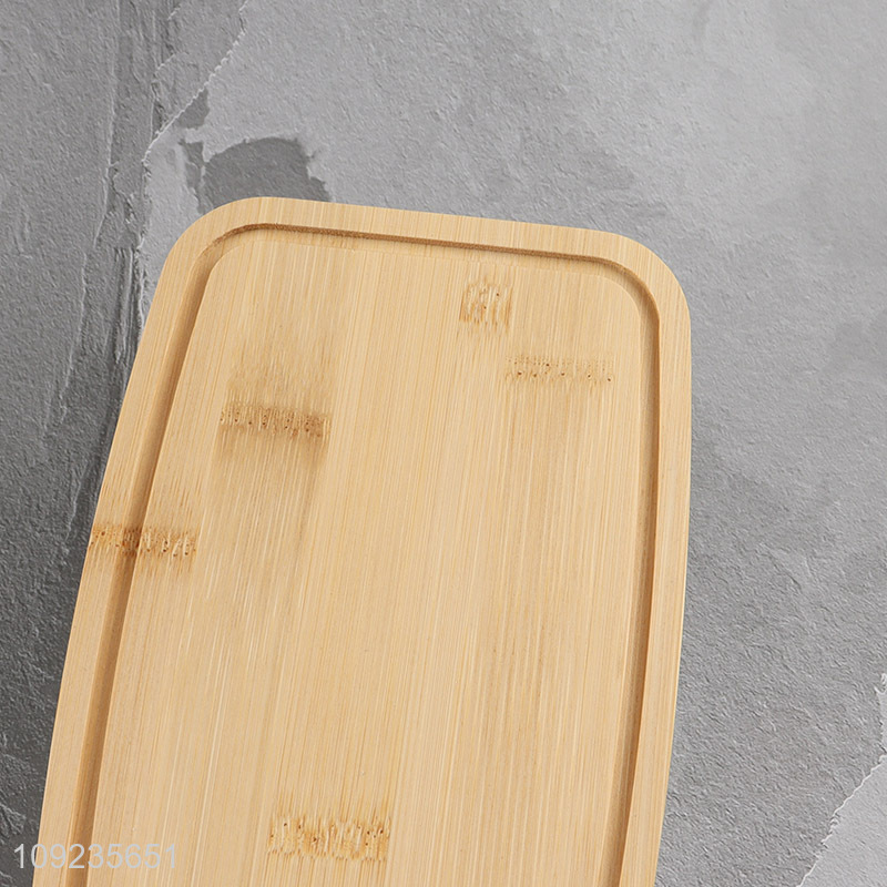 Hot Selling Rectangular Bamboo Cake Tray with Clear Plastic Cover