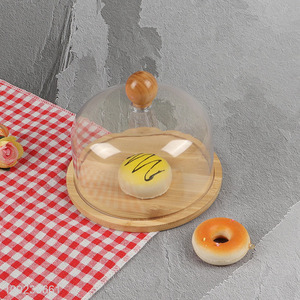 Good Quality Round Bamboo Cheese Cake Serving Tray with Cover
