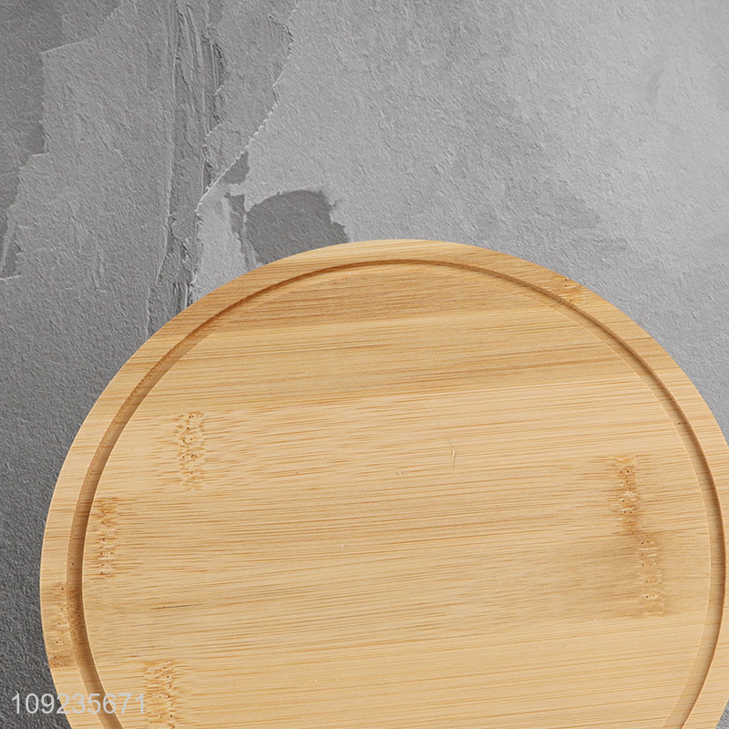 Factory Price Round Bamboo Cake Tray Dessert Stand with Cover