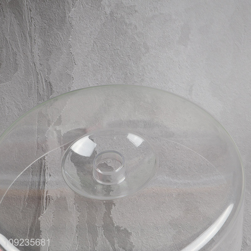 Wholesale Round Bamboo Cake Tray Dessert Stand with Plastic Cover