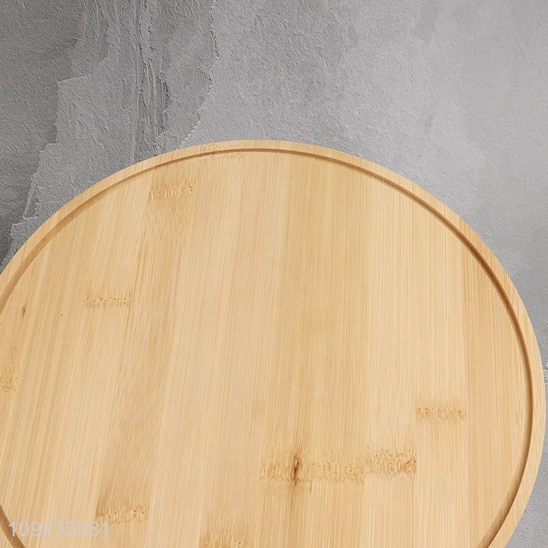 Wholesale Round Bamboo Cake Tray Dessert Stand with Plastic Cover