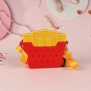 Wholesale Cute French Fries Shaped Silicone Shoulder Bag dor Kids