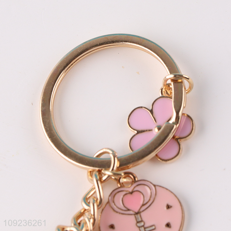 China products girls pink alloy keychain key rings for gifts