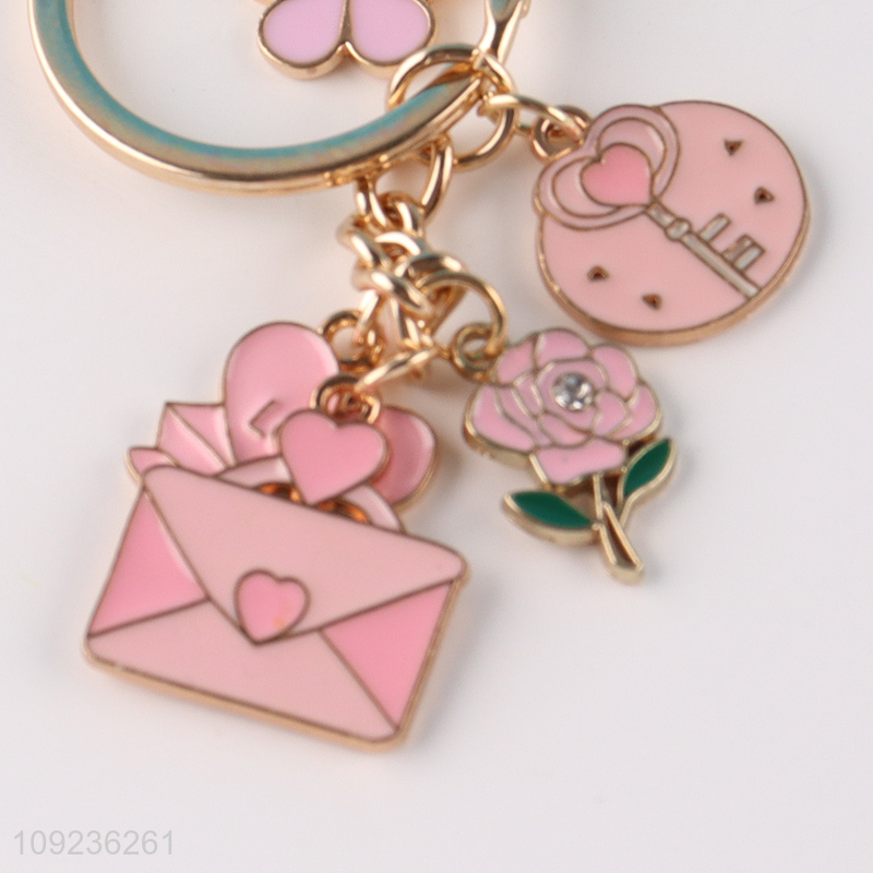 China products girls pink alloy keychain key rings for gifts