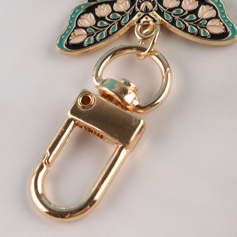 Low price butterfly shape portable alloy keychain key rings for gifts
