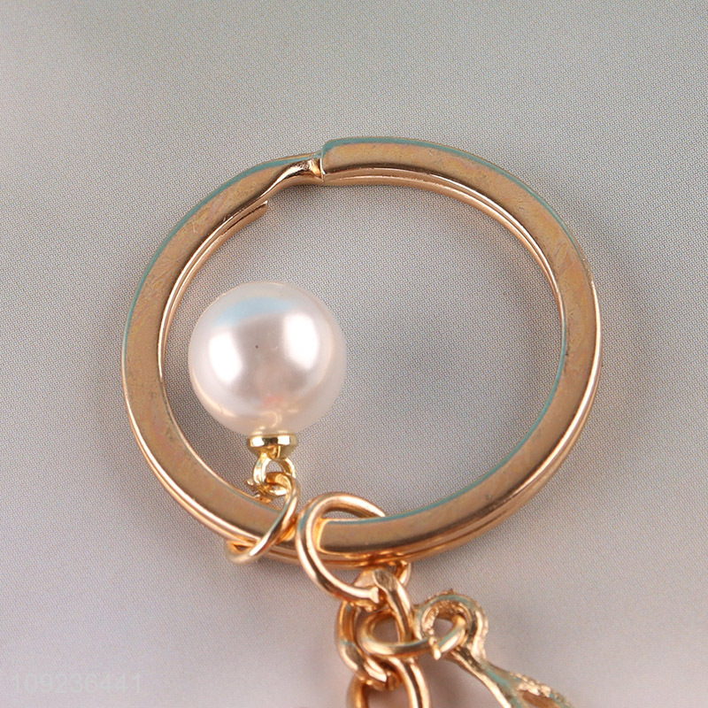 Factory price rose flower pendant alloy keychain key rings for sale