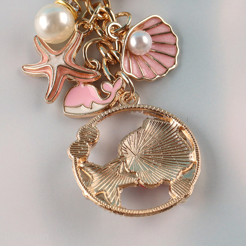 Latest products shell series creative alloy keychain key rings