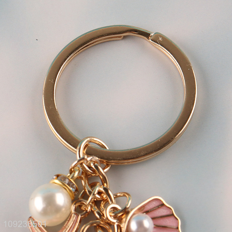 Latest products shell series creative alloy keychain key rings