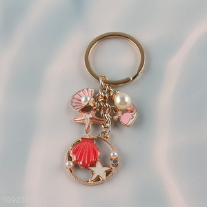 Latest products shell series creative alloy keychain key rings