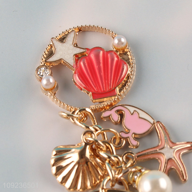 Latest products shell series creative alloy keychain key rings