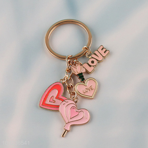 Top selling heart shape portable alloy keychain key rings for gifts