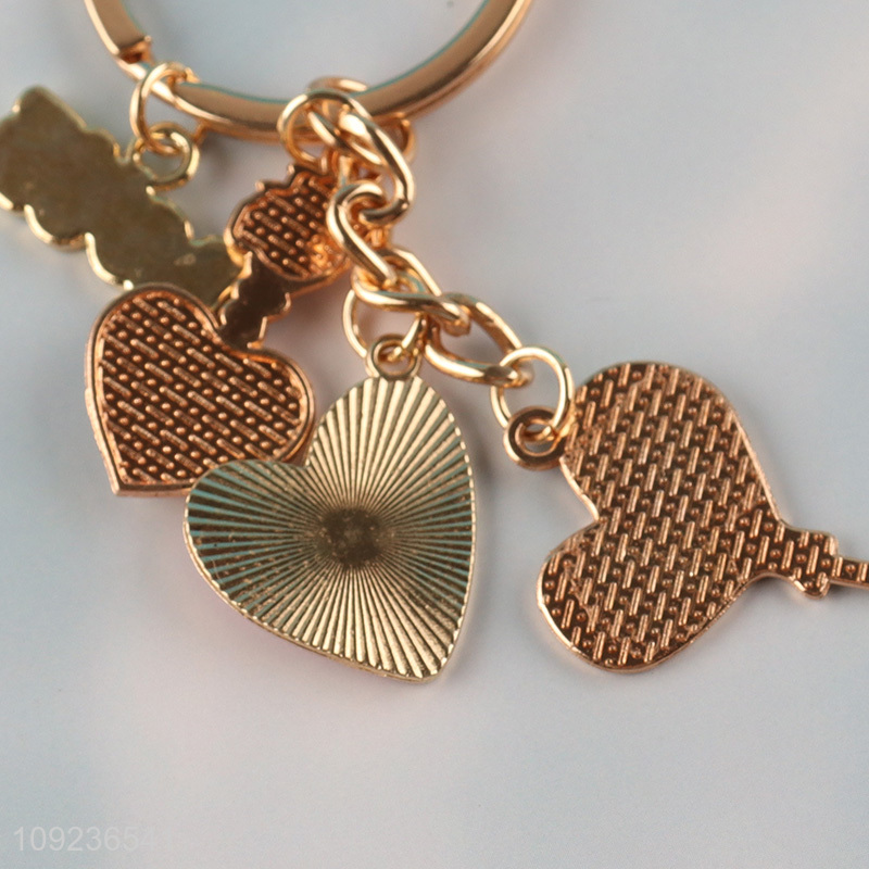 Top selling heart shape portable alloy keychain key rings for gifts